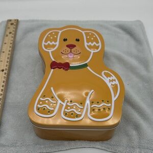 Vibrant Life Puppy Dog Shaped EMPTY Tin Box Can Holiday Cookie Container8.5oz
